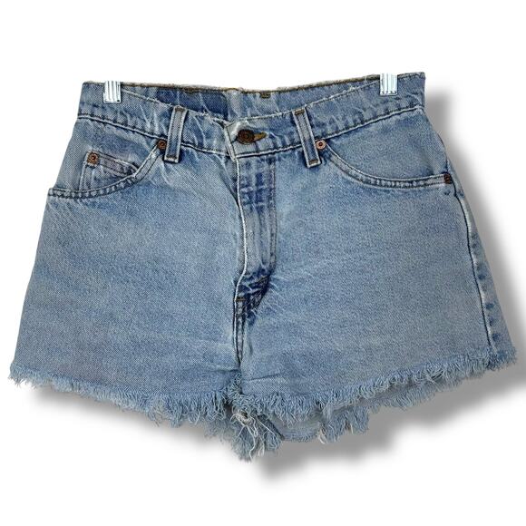 Vintage Levi's Light Wash Orange Tag 910 Regular Fit High Waist Denim Shorts